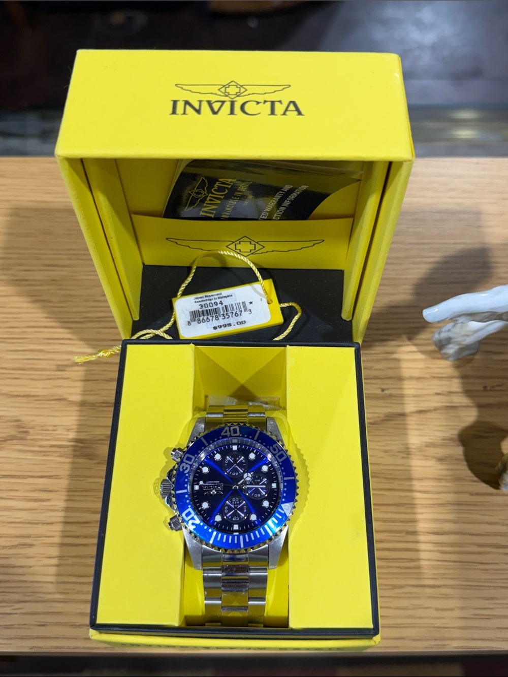 Invicta Men's Blue and Silver Stainless Steel Chronograph Watch